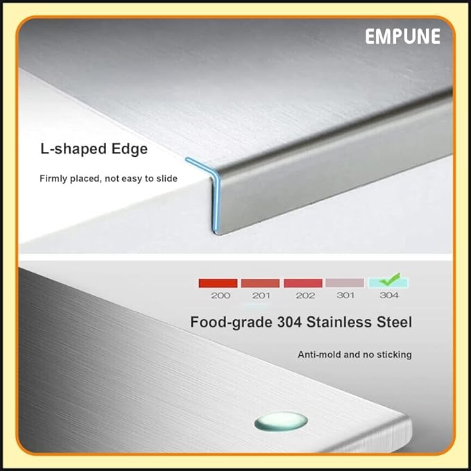 Stainless Steel Chopping Board with Lip for Kitchen